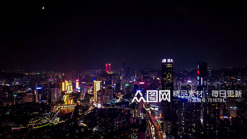 贵州贵阳城市夜景灯光航拍摄影图素材