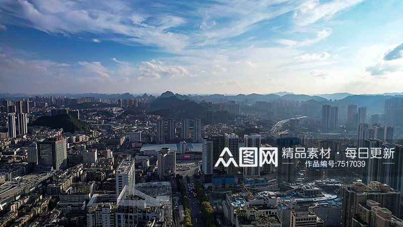 贵州贵阳南明区城市建设高楼地标建筑航拍图素材