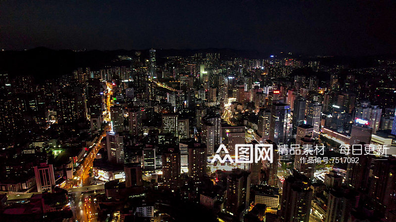贵州贵阳城市夜景灯光交通建筑航拍摄影图素材