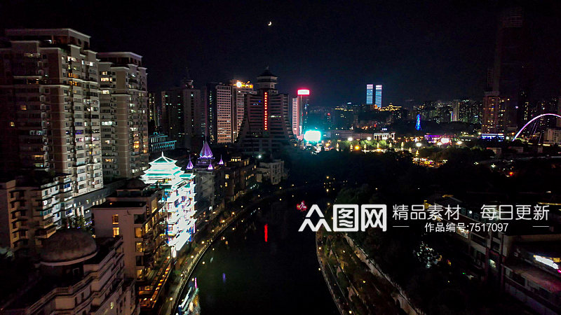 贵州贵阳城市夜景灯光交通建筑航拍摄影图素材