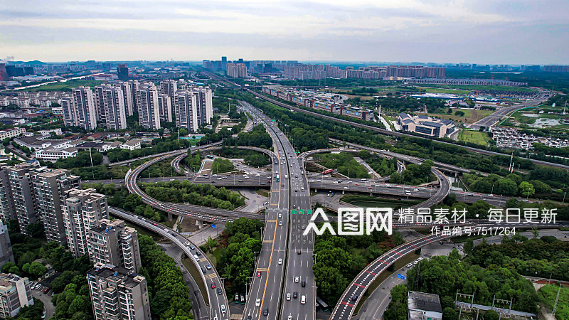 城市高架立交桥交通航拍摄影图素材