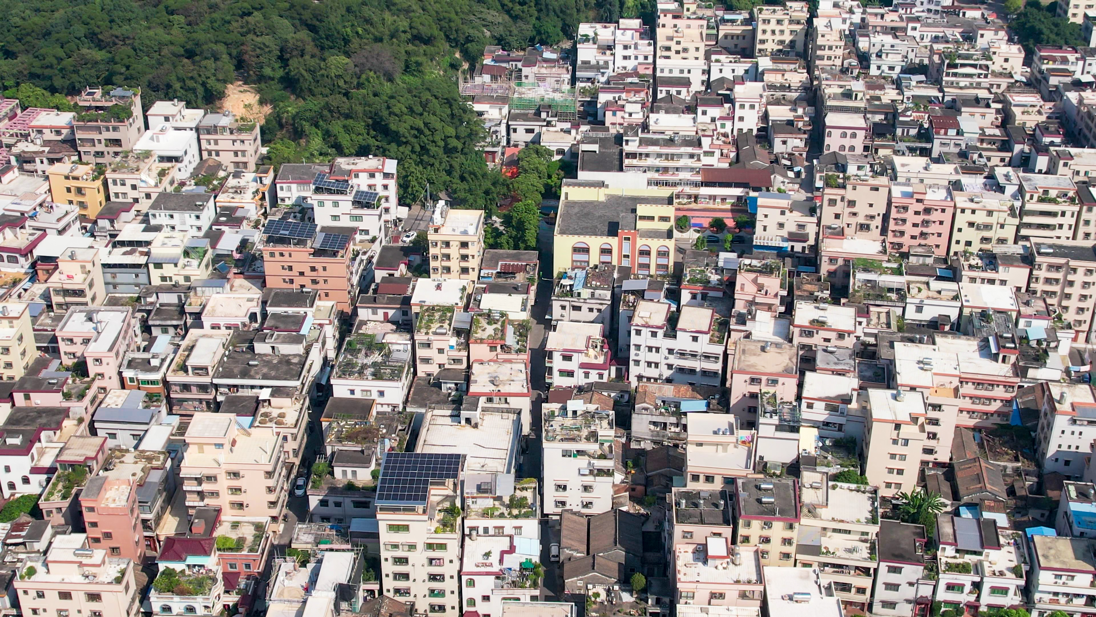 城市老城区居民楼航拍房屋住宅素材