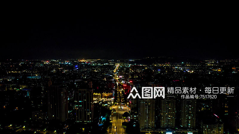 城市夜景灯光交通高架桥航拍摄影图素材