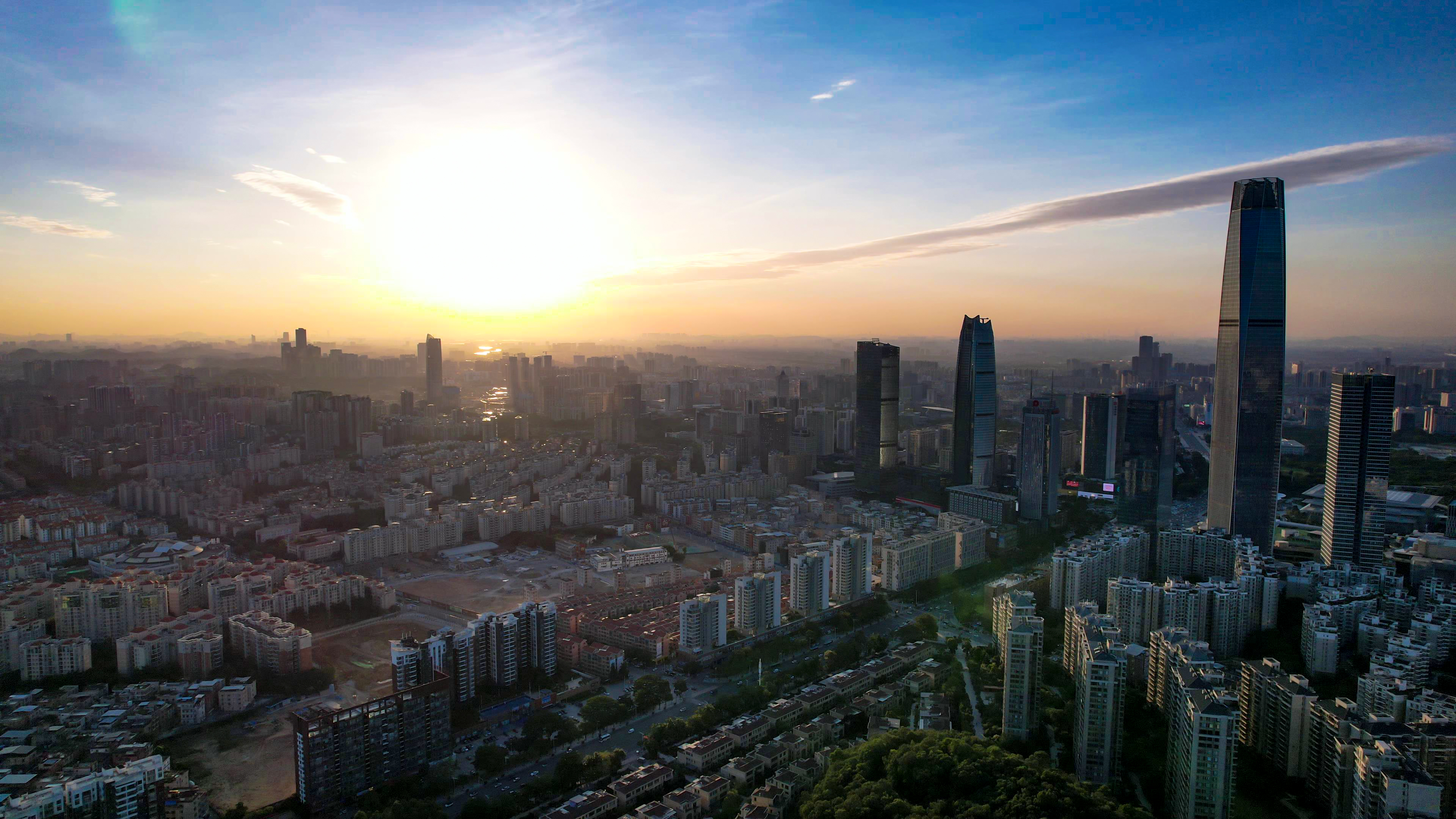 广东东莞城市风光建筑高楼航拍摄影图素材