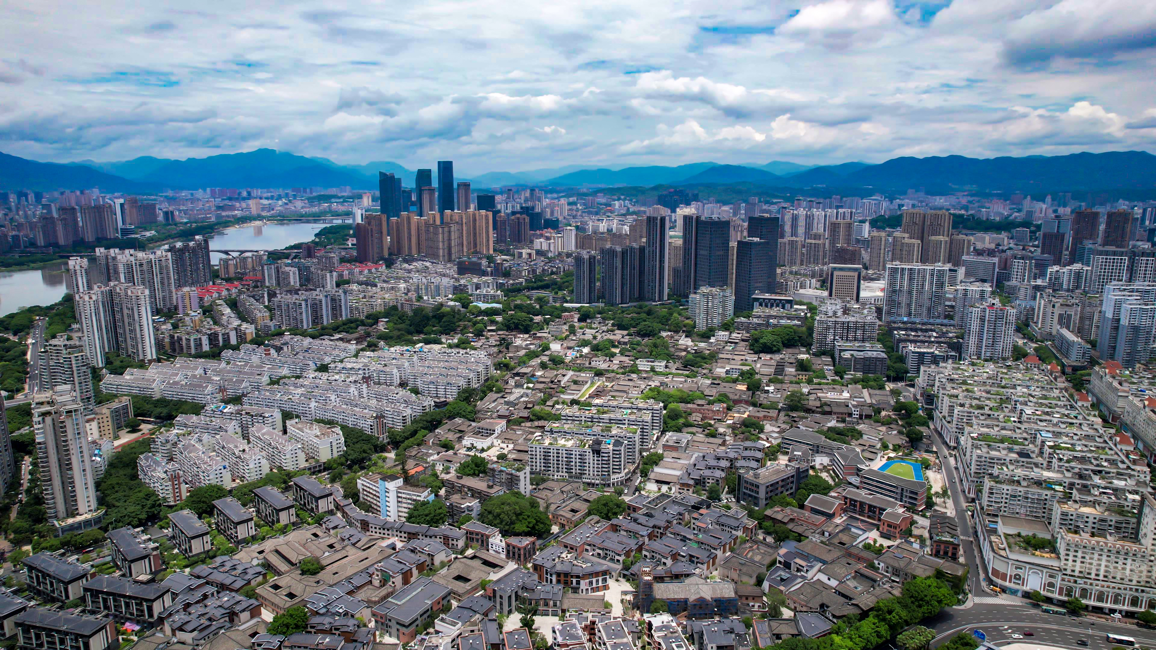 福建福州上下杭历史文化街区航拍摄影图素材