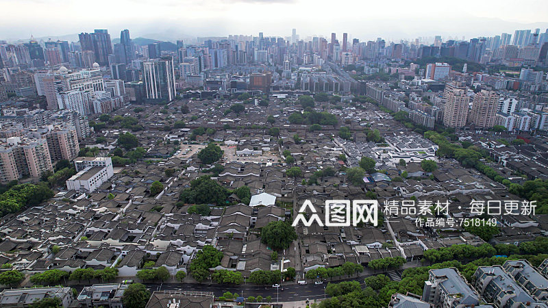 福建福州三坊七巷5A景区航拍摄影图素材