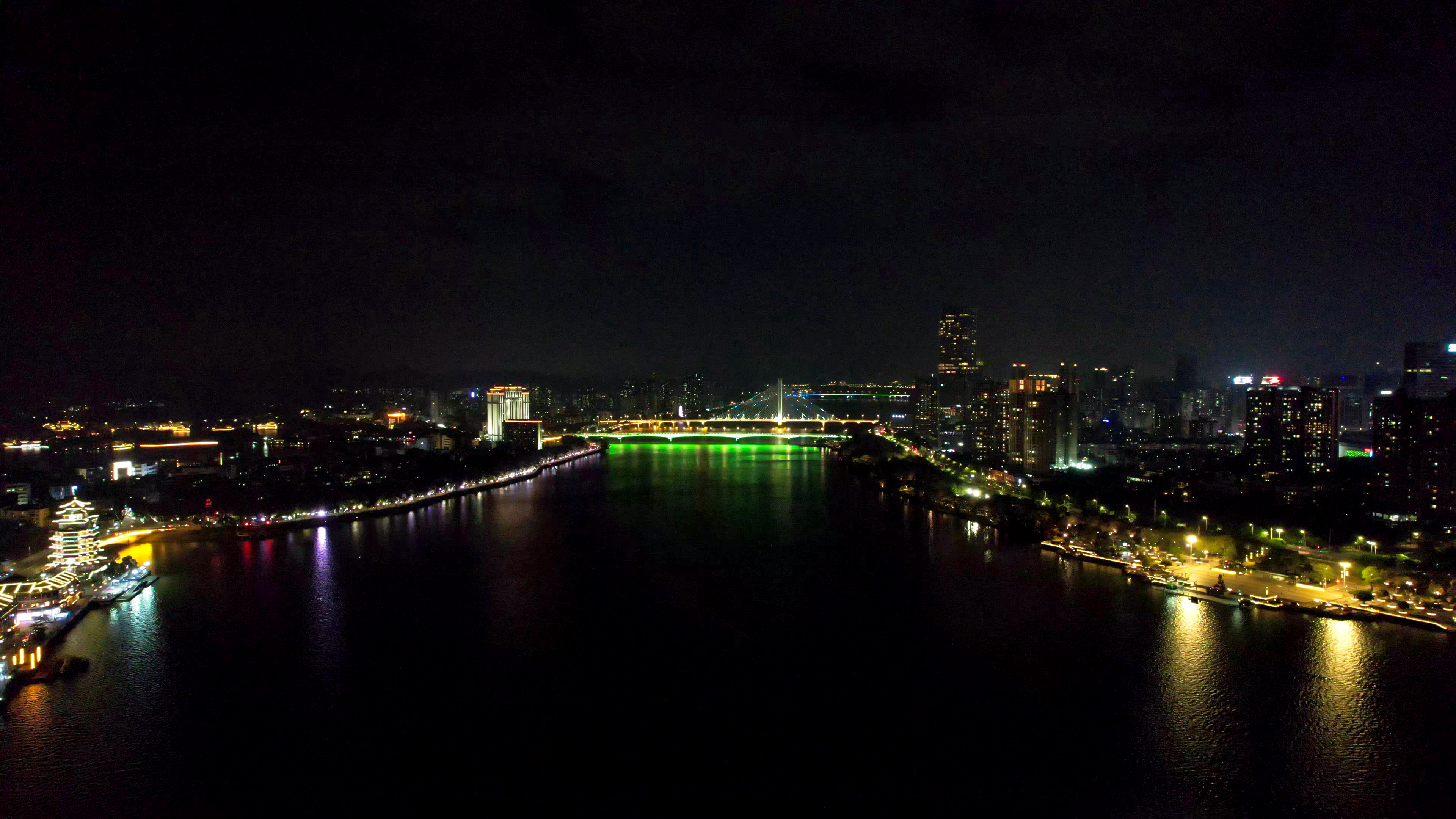 广东惠州城市夜景航拍素材