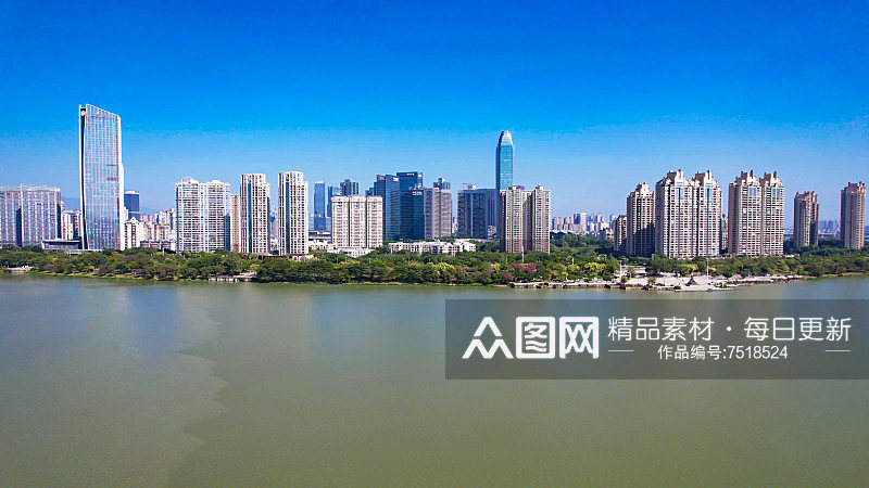 广东惠州东江两岸高楼建筑航拍素材