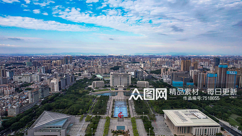 广东东莞市政府大楼建筑航拍素材