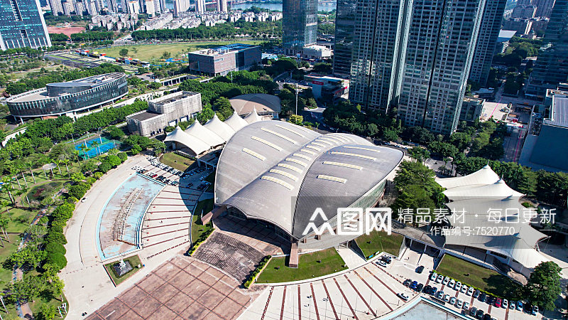 广东惠州文化艺术中心体育馆航拍素材