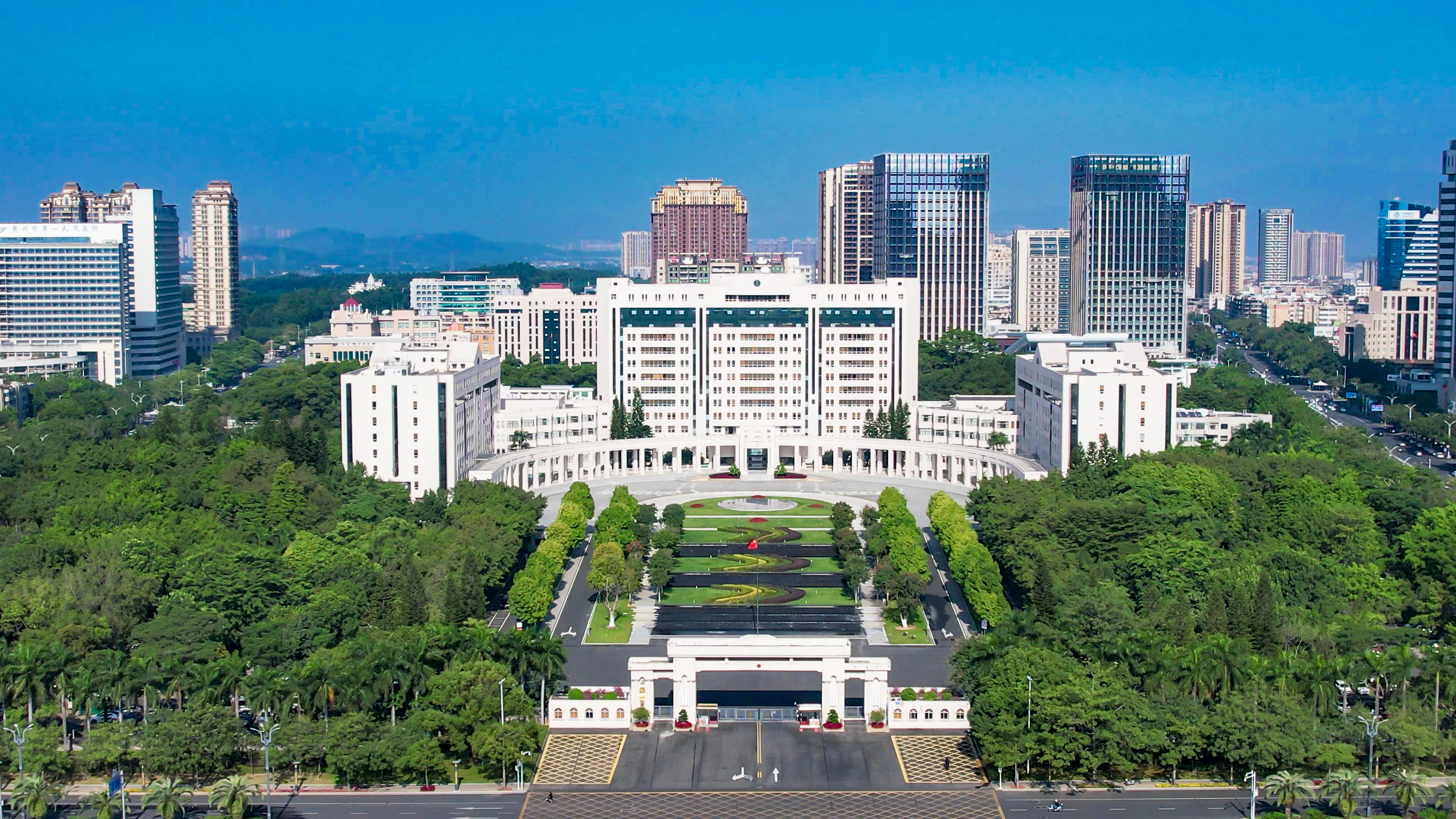 广东惠州市政府大楼航拍素材