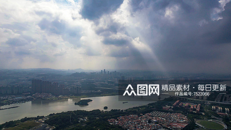 广州城市耶稣光航拍摄影图素材