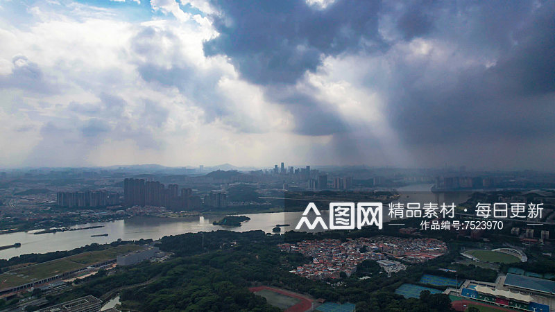 广州城市耶稣光航拍摄影图素材