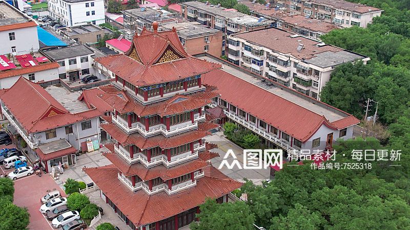 河北沧州历史文化古建筑清风楼航拍素材