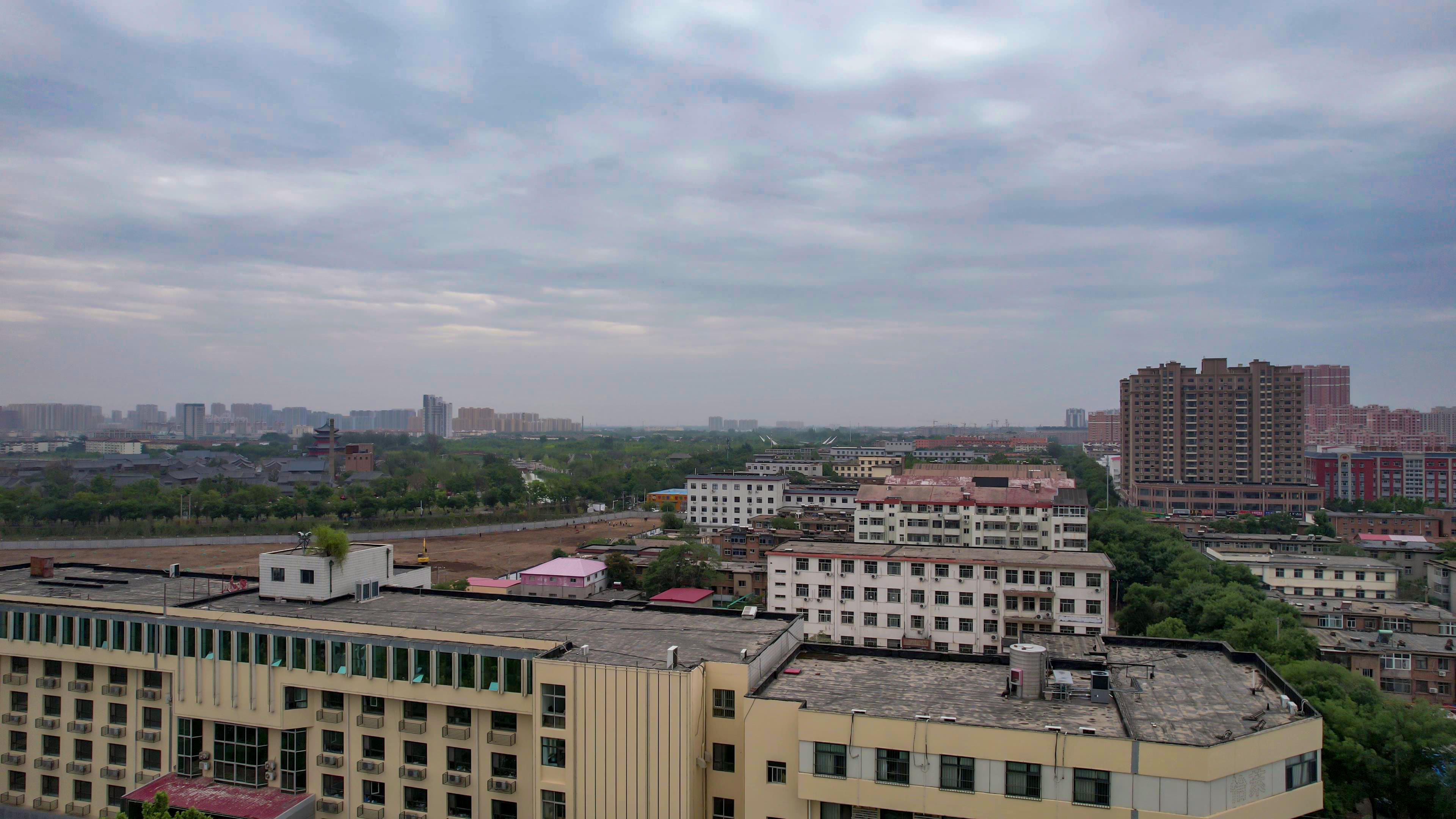 河北沧州城市风光交通航拍素材