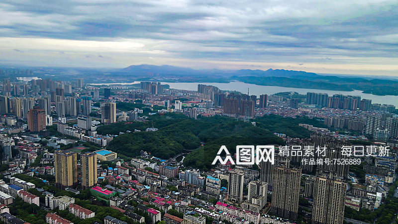 航拍湖南岳阳城市风光素材