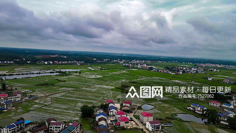 航拍洞庭湖鱼米之乡农业种植素材