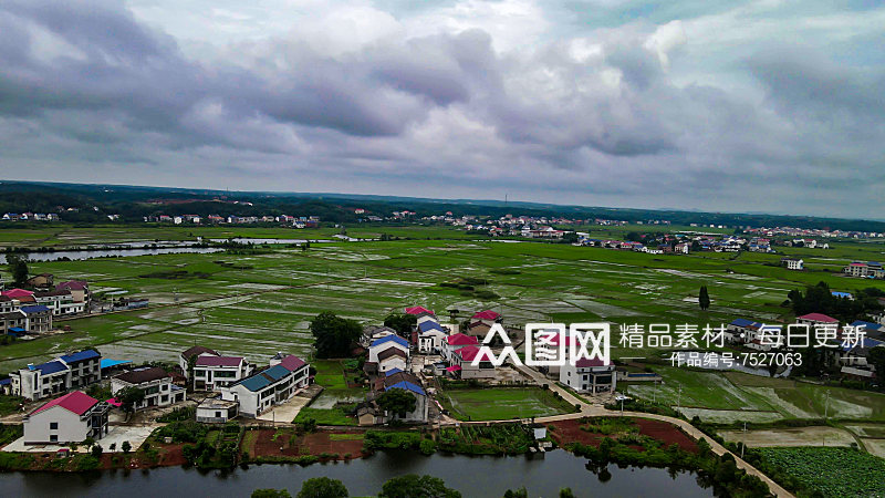 航拍洞庭湖鱼米之乡农业种植素材