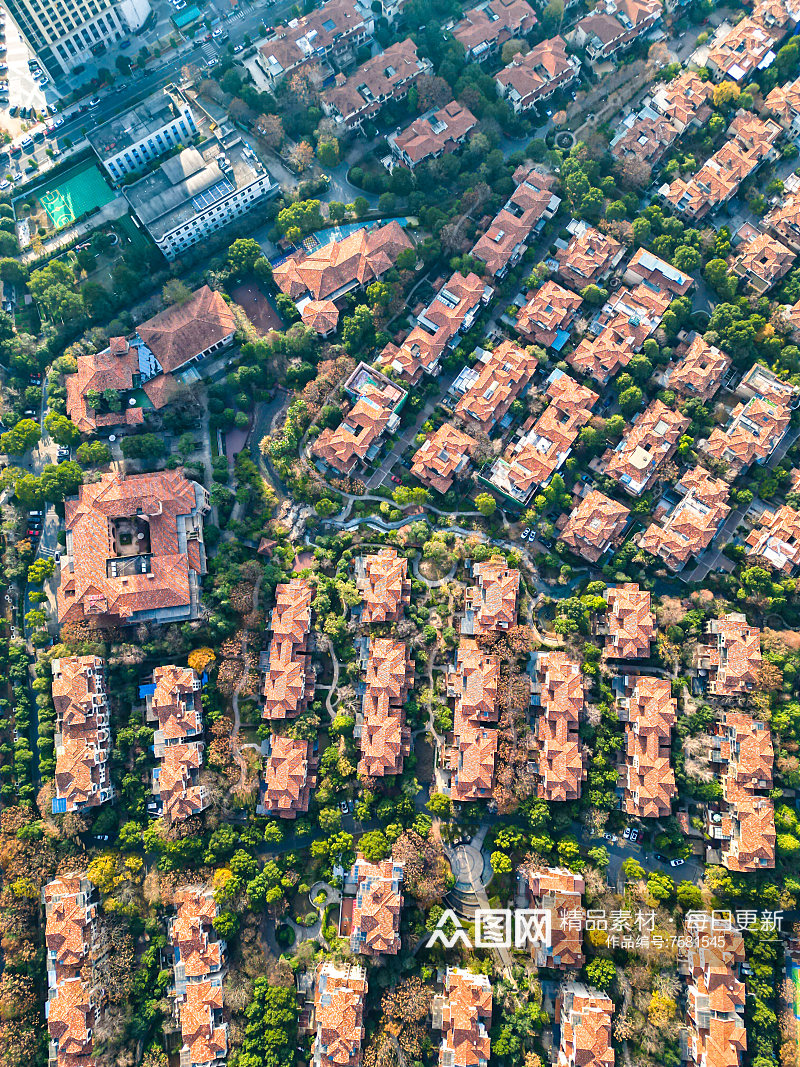 城市小区住宅别墅航拍摄影图素材