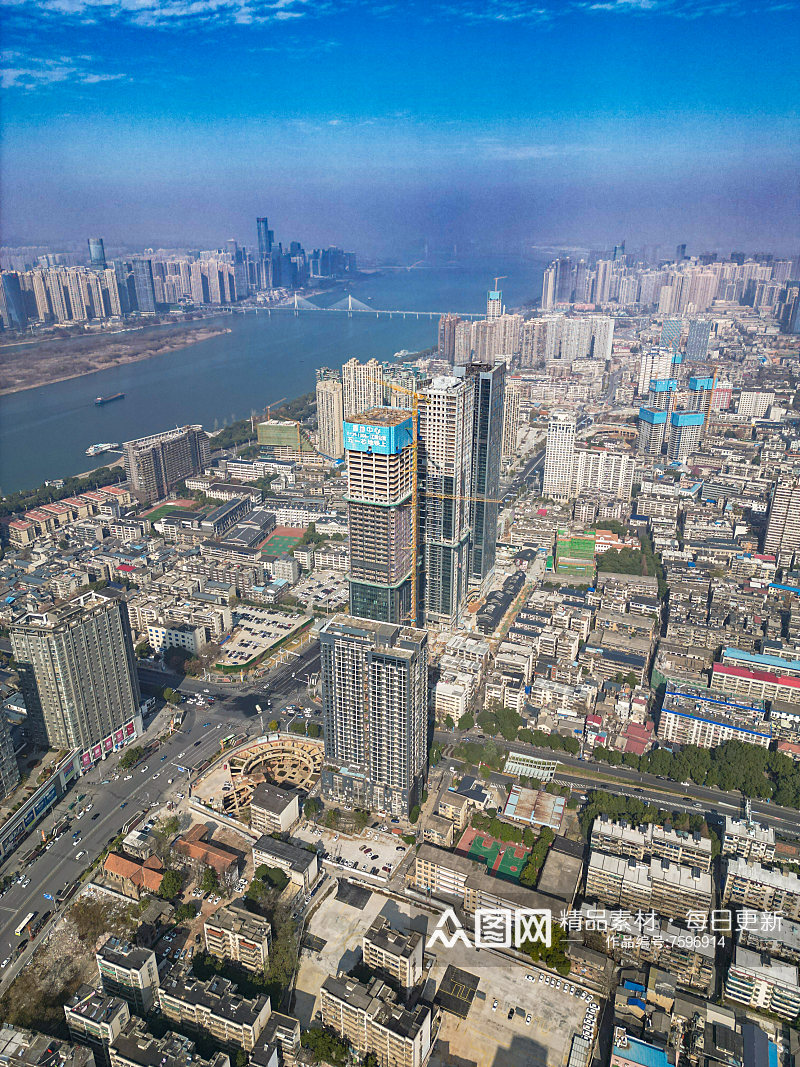 湖南长沙城市风光交通航拍摄影图素材