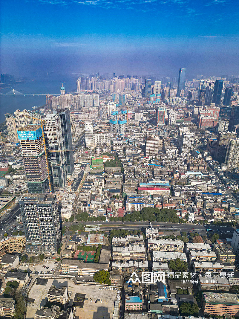 湖南长沙城市风光交通航拍摄影图素材