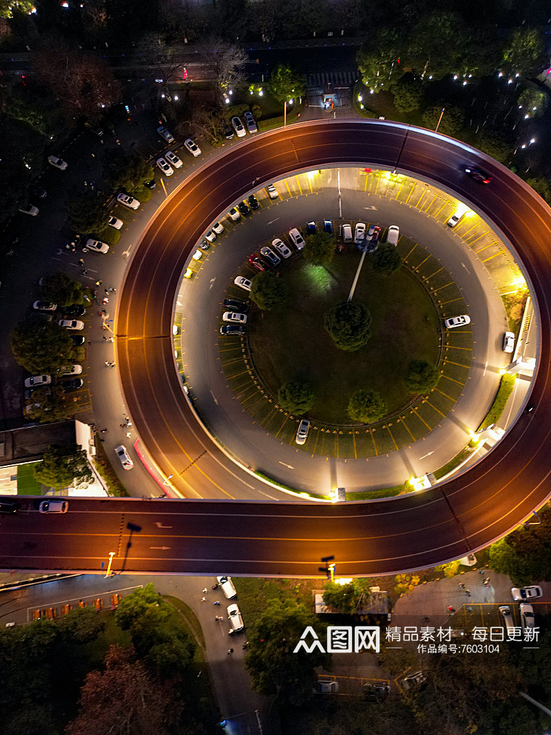湖南长沙城市夜景灯光交通航拍图素材