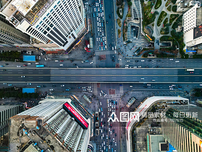 湖南长沙五一商圈交通商业广场航拍摄影图素材