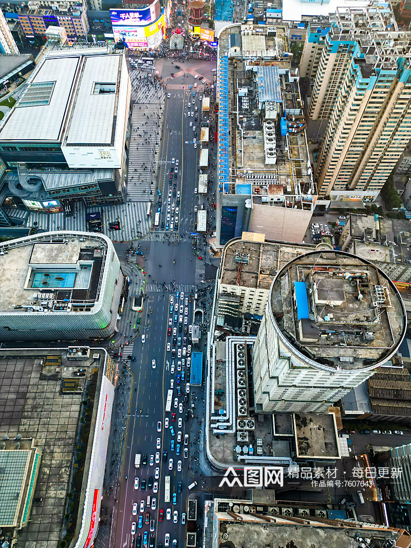 湖南长沙五一商圈交通商业广场航拍摄影图素材