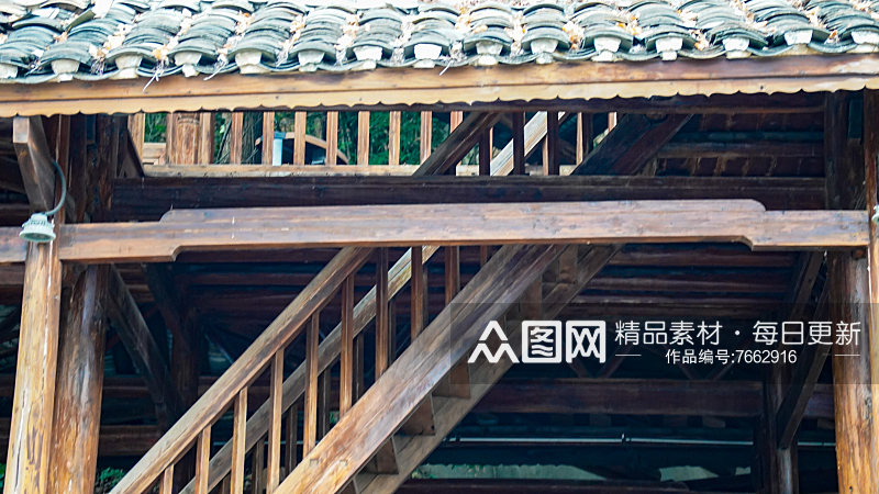 木质结构房屋建筑摄影图素材