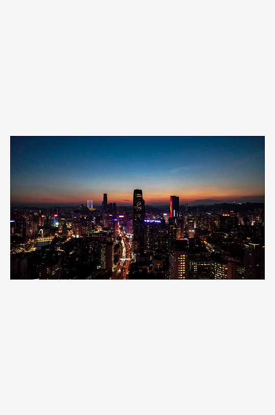 贵阳城市晚霞夜景灯光航拍摄影图