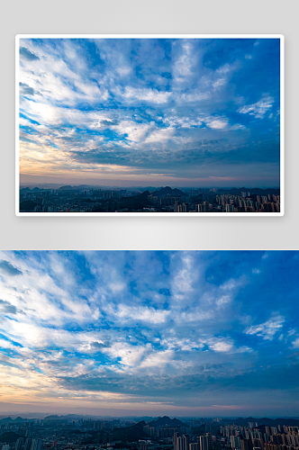 贵州贵阳城市清晨日出彩霞航拍摄影图