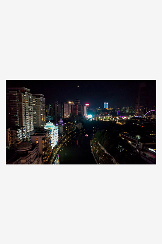 贵州贵阳城市夜景灯光交通建筑航拍摄影图