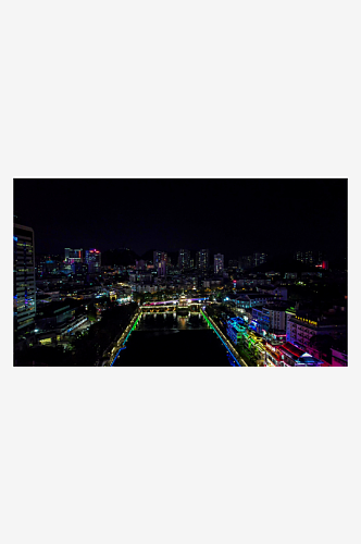 贵州贵阳城市夜景灯光交通建筑航拍摄影图