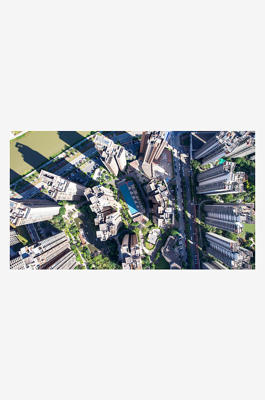 城市商住房高楼建筑航拍摄影图