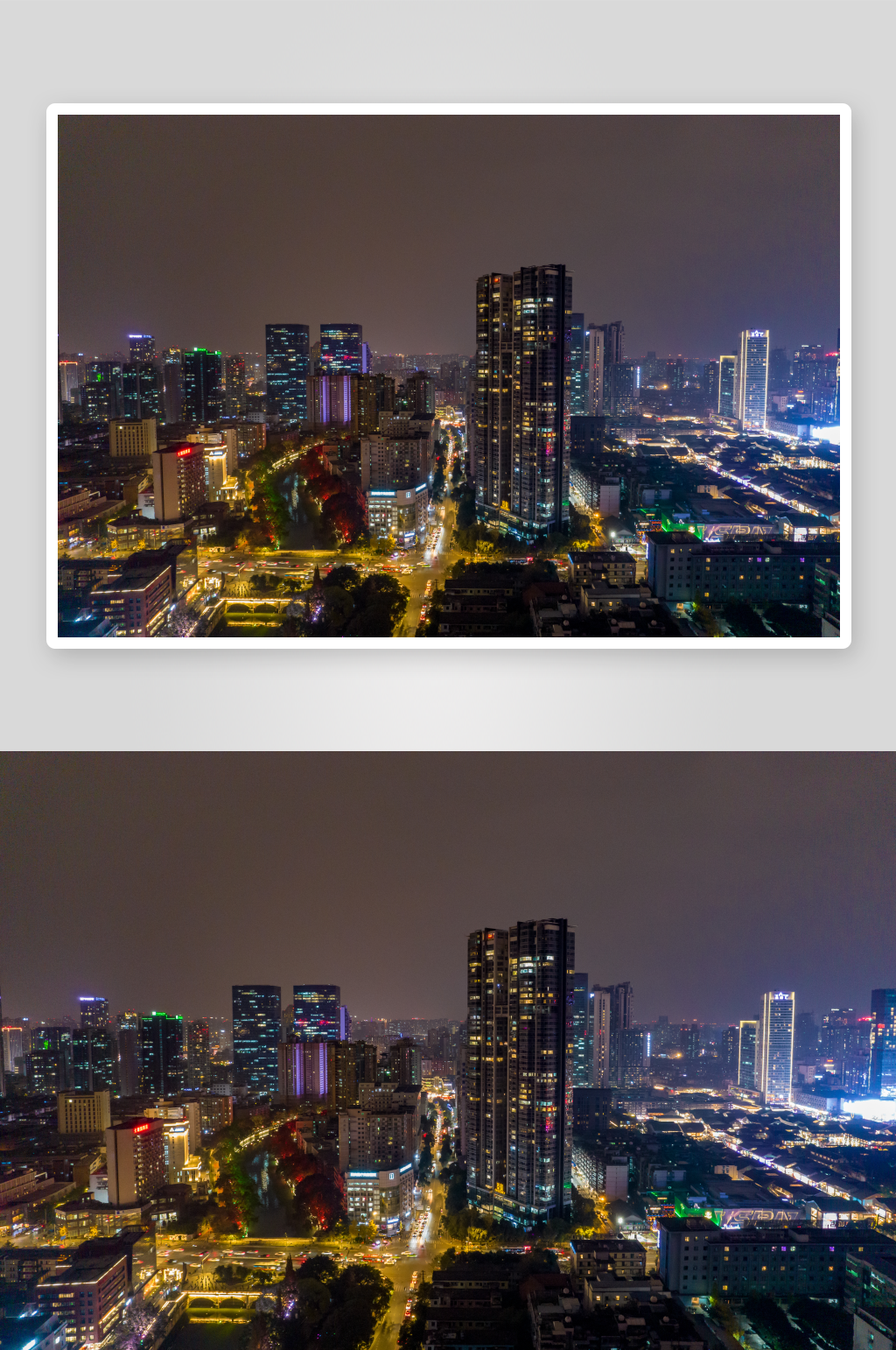 成都锦江区夜景灯光航拍摄影图素材