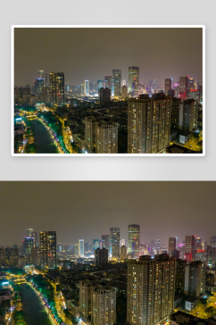 成都春熙路城市夜景灯光航拍摄影图