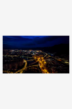 城市夜景灯光交通高架桥航拍摄影图