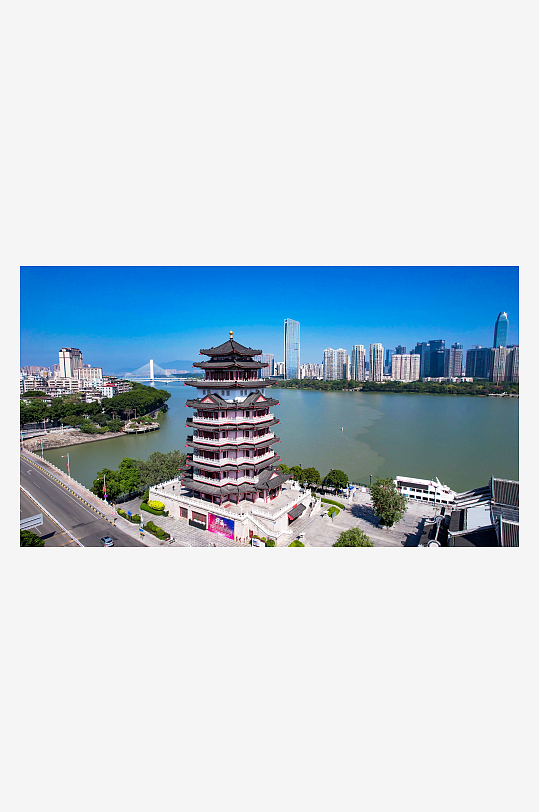 广东惠州合江楼地标建筑航拍摄影图
