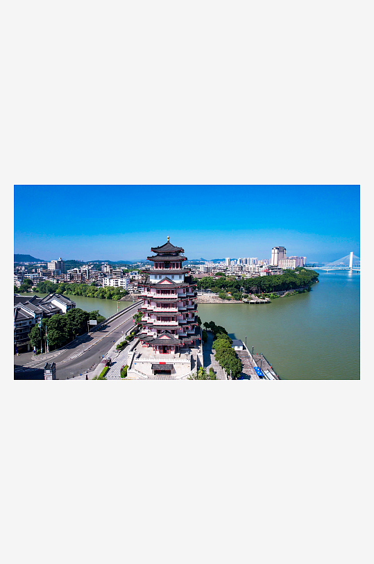 广东惠州合江楼地标建筑航拍摄影图