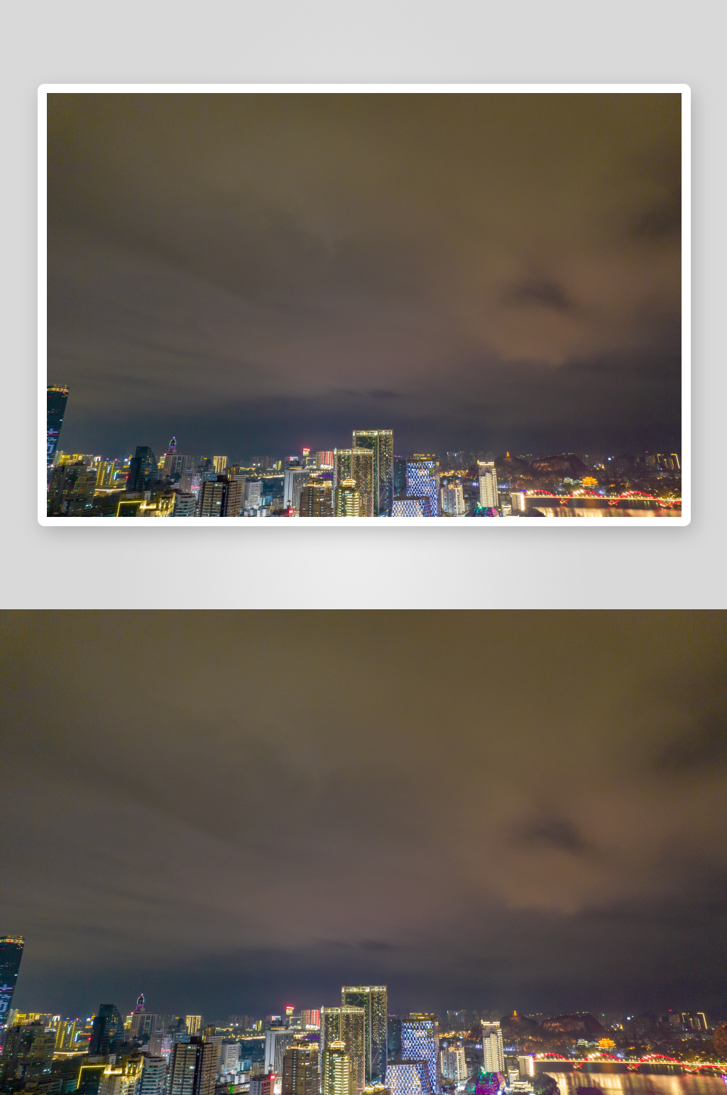 广西柳州柳江夜景灯光航拍摄影图素材