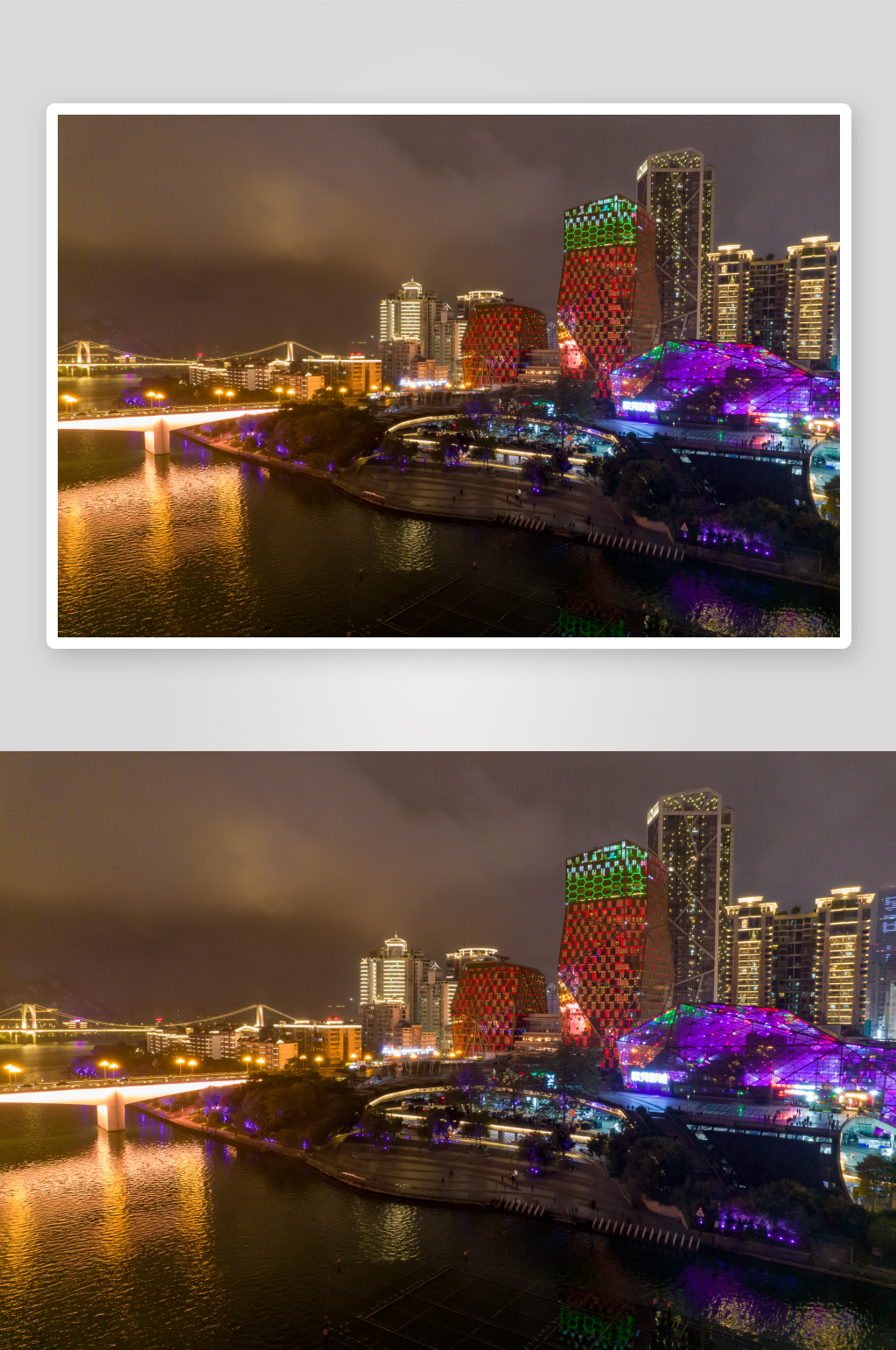 柳州夜景灯光航拍摄影图素材