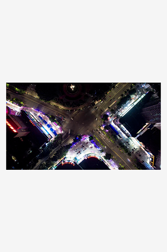 广西北海城市夜景灯光交通航拍
