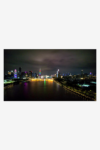 广州城市珠江两岸夜景灯光
