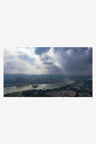 广州城市耶稣光航拍摄影图