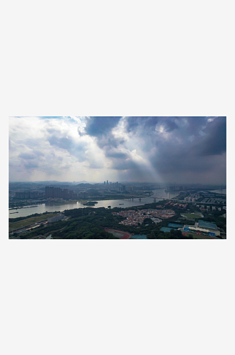 广州城市耶稣光航拍摄影图