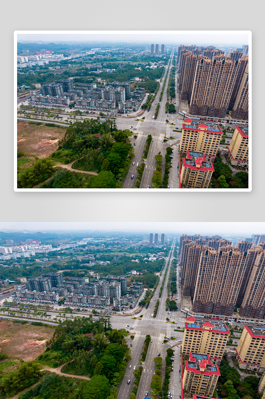 广西钦州体育中心及周边建筑航拍摄影图