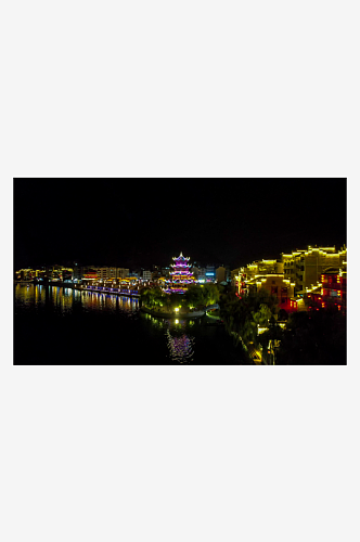 贵州黔东南镇远古镇夜景灯光航拍