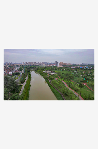 河北沧州城市风光南运河航拍