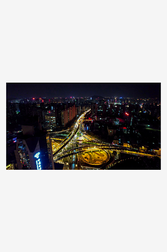 合肥城市夜景交通灯光航拍摄影图