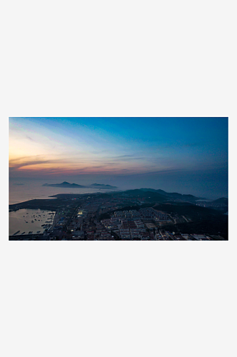 海上日落晚霞夕阳山东长岛日落航拍